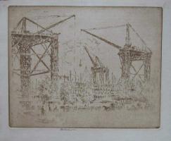 Great Cranes at South Kensington by Joseph Pennell