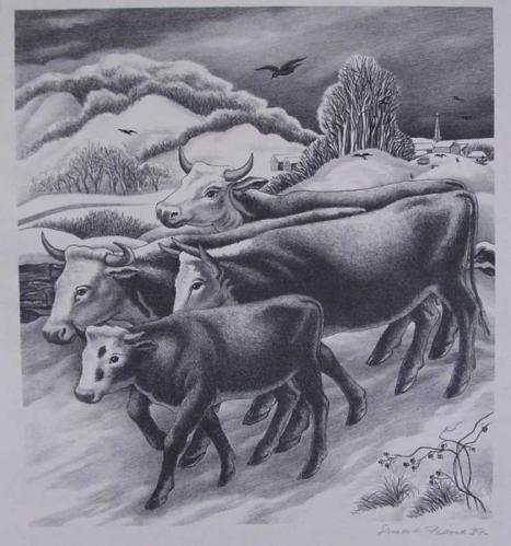 Cattle in Winter by Ernest Fiene