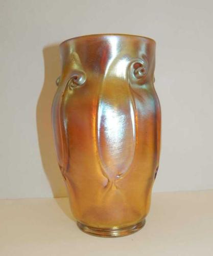 Tiffany Glass Iridized Tiffany Favrile Vase with Pigtail Prunts by Louis Comfort Tiffany