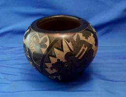 Black Kachina Indian Pot by Ergil F. Vallo, Sr.