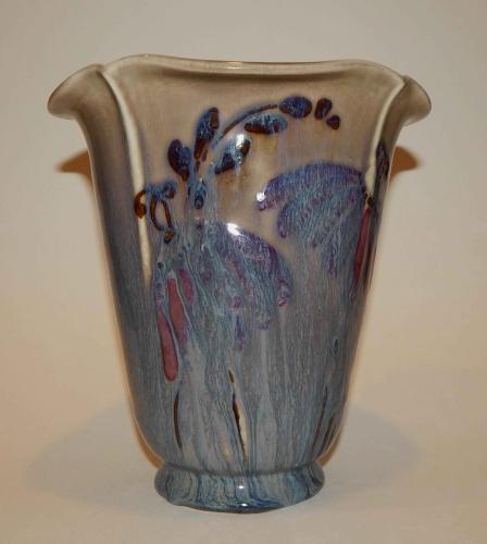 Rookwood Flared Vase with Floral Designs by Loretta Holtkamp