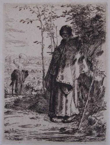 Shepherdess Knitting by Jean Francois Millet