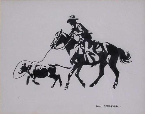 Ropin' a Calf by Don Perceval
