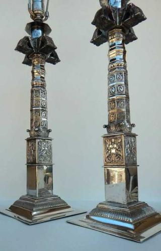 Pair Hollywood Regency  Table Lamps - Heavily Silver Plated by Unknown Artist
