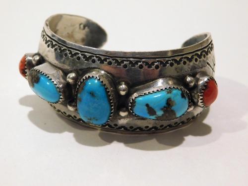 Paula Nelson Bracelet with Coral and Turquoise by Paula Nelson